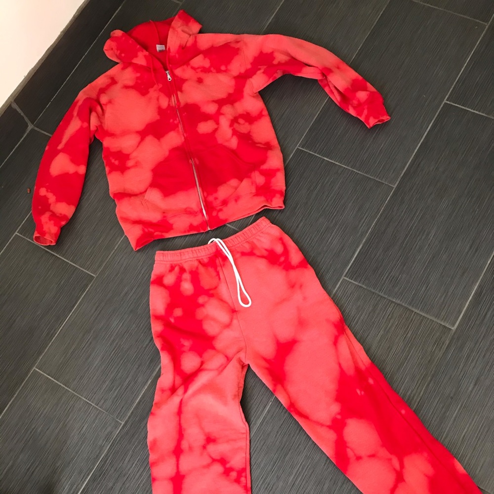 Tie dye sweatsuit matching set red